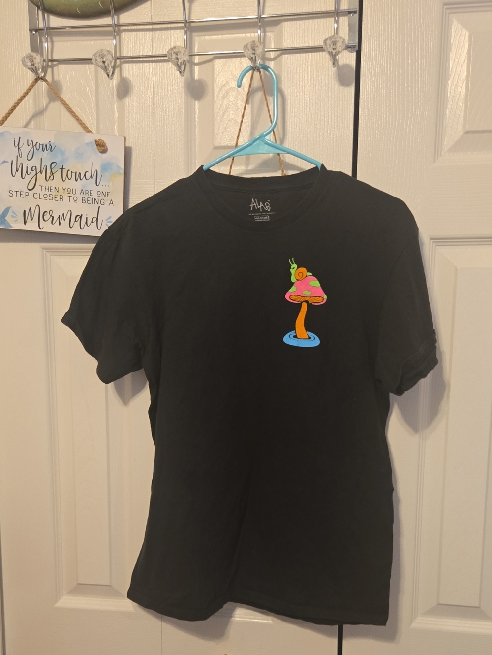 Alab Black Short Sleeve Tee with Neon Mushroom Patch